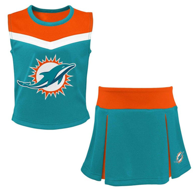 Outerstuff Kids' Girls Youth Aqua Miami Dolphins Spirit Two-piece Cheerleader Set