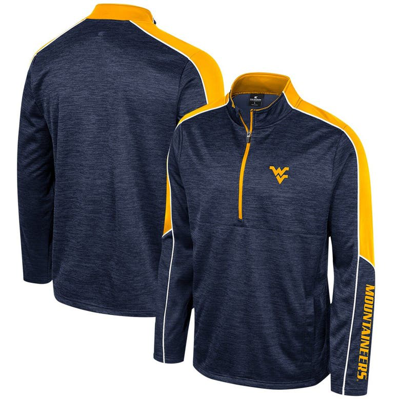 Colosseum Navy West Virginia Mountaineers Marled Half-zip Jacket