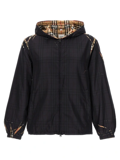 Burberry Checked Jacket In Black