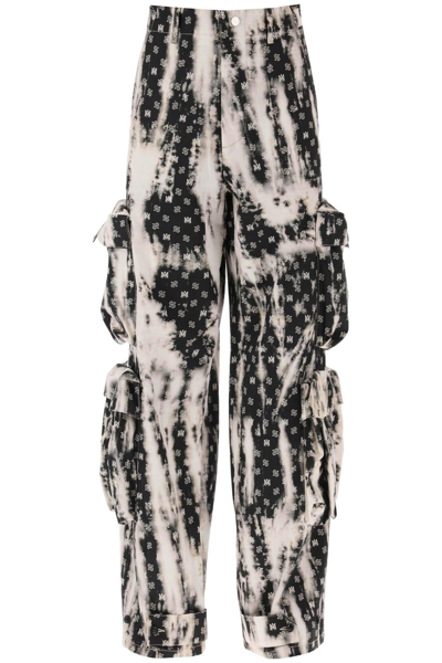 AMIRI BLEACHED CARGO PANTS WITH MONOGRAM MOTIF