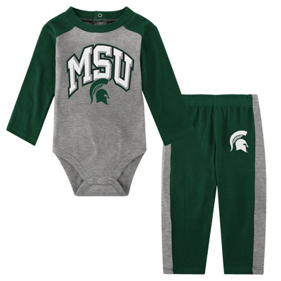 Outerstuff Babies' Infant Green Michigan State Spartans Rookie Of The Year Long Sleeve Bodysuit And Pants Set