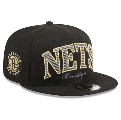 New Era Black Brooklyn Nets Golden Tall Text 9fifty Snapback Hat