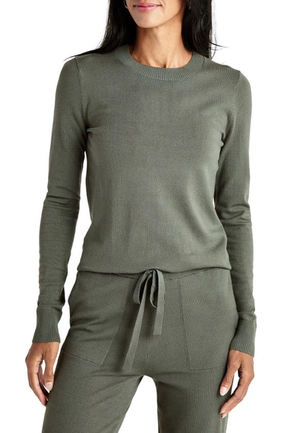 Splendid Jeanne Crewneck Sweater In Vintage Olive Brown