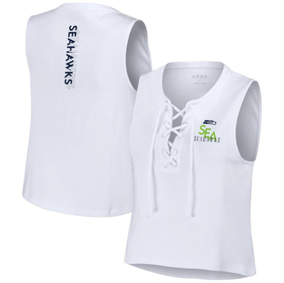 Wear By Erin Andrews White Seattle Seahawks Lace-up Tank Top