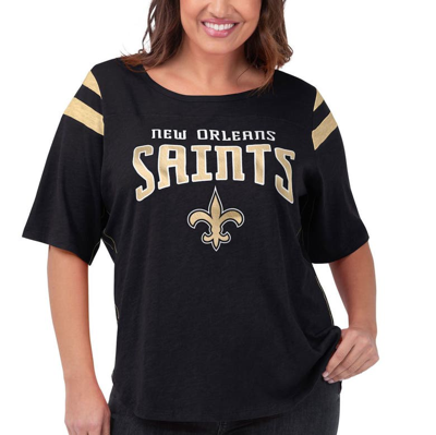 G-iii 4her By Carl Banks Black New Orleans Saints Plus Size Linebacker T-shirt