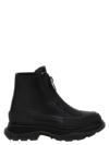 ALEXANDER MCQUEEN ZIP TREAD SLICK BOOTS, ANKLE BOOTS BLACK