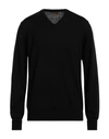 Alpha Studio Man Sweater Black Size 44 Merino Wool In Black