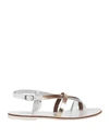 STUDIO POLLINI STUDIO POLLINI WOMAN THONG SANDAL PLATINUM SIZE 6 LEATHER