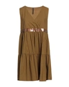 Manila Grace Woman Short Dress Military Green Size 8 Cotton In Green