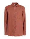 Arket Man Shirt Brown Size 44 Linen In Brown