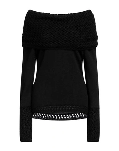 Cashmere Company Woman Sweater Black Size 12 Wool, Mohair Wool, Nylon
