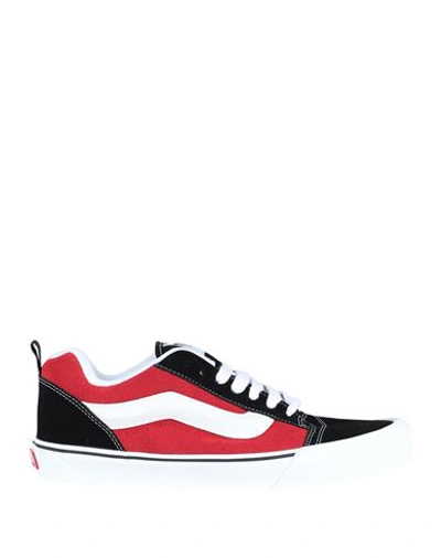 Vans Knu Skool Man Sneakers Red Size 12 Soft Leather In Black/red/white