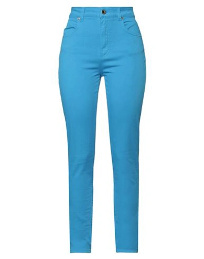 Alberta Ferretti Woman Pants Azure Size 4 Linen, Viscose, Elastane In Blue