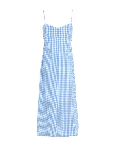 Arket Woman Midi Dress Sky Blue Size 10 Cotton, Polyester, Elastane