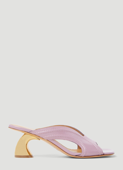 Dries Van Noten Sculptured Heel Mules In Purple