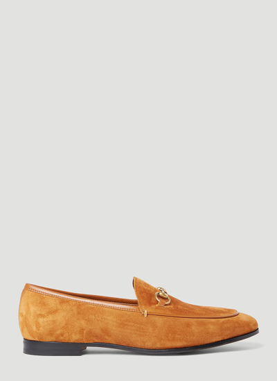 Gucci Jordaan Suede Loafers In Camel
