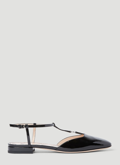 Gucci Marmont Patent Leather Ballerina Flats In Black