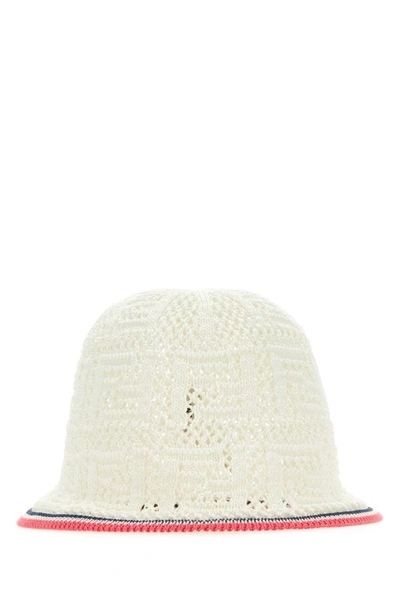 Fendi Woman White Crochet Bucket Hat