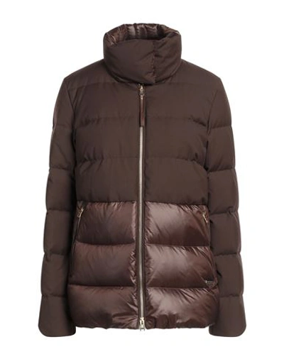 Woolrich Woman Puffer Cocoa Size L Polyester, Viscose In Brown