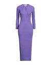 Moschino Woman Maxi Dress Lilac Size 4 Virgin Wool, Polyamide, Elastane, Calfskin In Purple