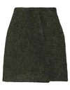 Jil Sander Woman Mini Skirt Military Green Size 4 Virgin Wool, Alpaca Wool, Mohair Wool, Polyamide