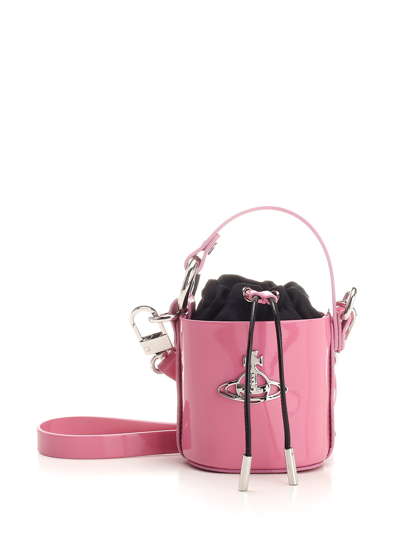 Vivienne Westwood Small Daisy Patent Leather Bucket Bag In Pink