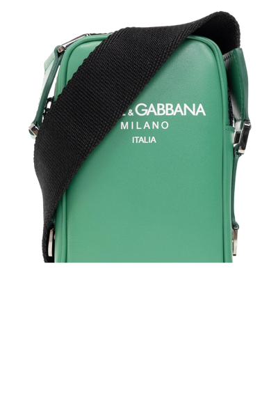 Dolce & Gabbana Shoulder Bag With Logo In Verde