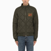 Barbour Logo-patch Zip-up Quilted Jacket In Verde