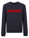 Balmain Navy Retro Flocked Sweatshirt In Sja Marine Rouge