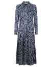 TORY BURCH PRINTED PLEATED SILK TWILL DRESS