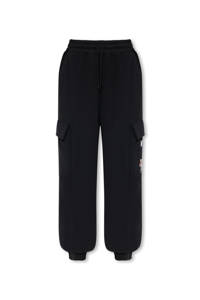 Moschino Teddy Bear Printed Tapered Leg Track Pants In Schwarz