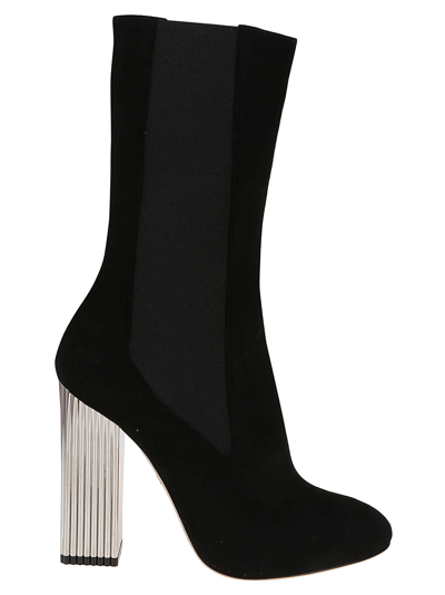 Giambattista Valli 115mm Ridged-heel Suede Boots In Black