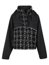 Giambattista Valli Tweed Hooded Coat In Black White