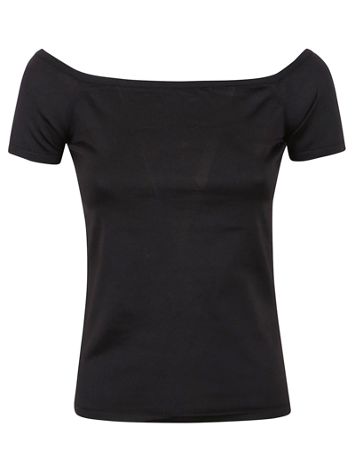 Polo Ralph Lauren Off-the-shoulder Silk-blend Jersey Top In Black