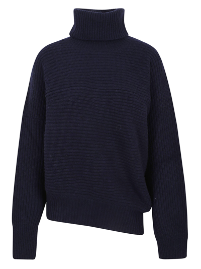 Stella Mccartney Rib-knit Regenerated Cashmere Cape Jumper In Ink