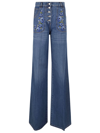 Etro Washed Wide Leg Denim Jeans In Blu