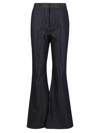 Balmain Flared Jeans With Lurex Stripes In Siq Bleu Jean Brut Or