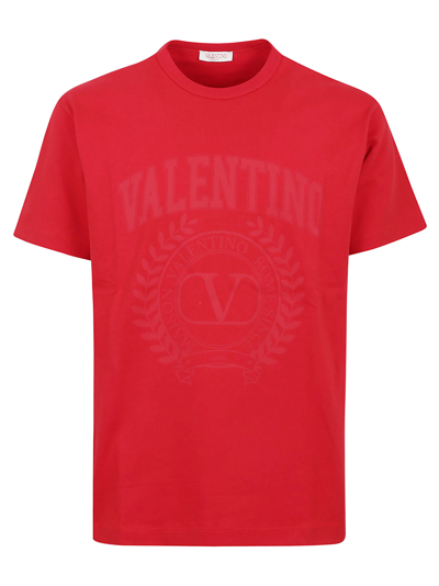 Valentino Logo-print Cotton T-shirt In Red