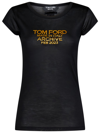 Tom Ford Silk Crew Neck Slim Fit T-shirt Graphic Print In Black