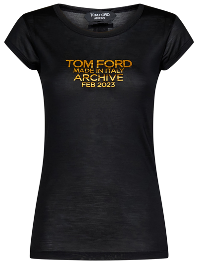 Tom Ford Black Gold Logo Print T-shirt