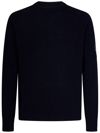 C.p. Company High Neck Zipped Placket Rib Knit Sweater In Blue
