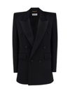Saint Laurent Silk Collar Blazer In Noir