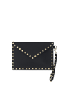 Valentino Garavani Womens Nero Rockstud Envelope Leather Pouch In Nero