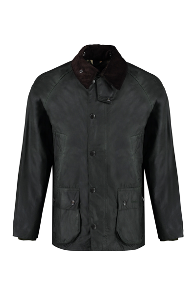 Barbour Bedale Waxed Cotton Jacket In Green