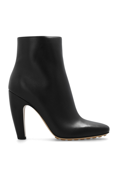 Bottega Veneta Leather Pompei Booties With Inner Zip 11cm In Black