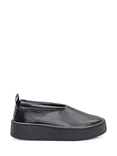Jil Sander Leather Sneaker In Black