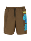 Versace La Colonna Swim Shorts In Marrone