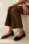 Seychelles Pumpkin Black Patent Leather Ankle-strap Square Toe Ballet Flats In Black