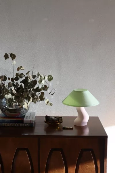Sofiest Designs Mojo Mushroom Table Lamp In Shade: Tea Green Base: Bubblegum Pink At Urban Outfitters