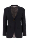 THOM BROWNE THOM BROWNE WOMAN MIDNIGHT BLUE WOOL BLAZER